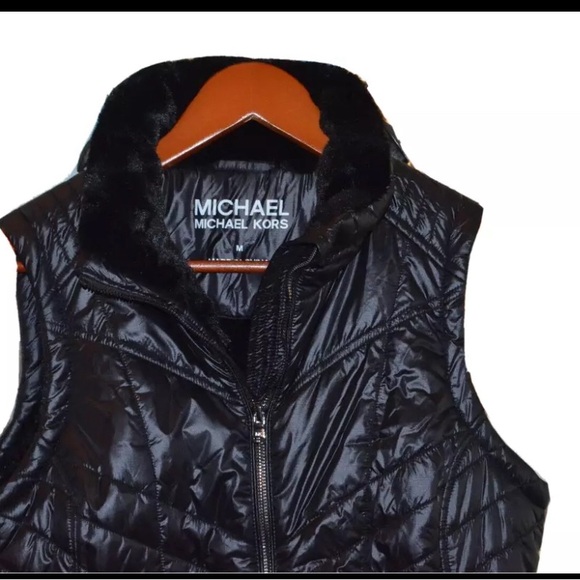 MICHAEL KORS WOMEN'S BLACK FAUX FUR LINED ZIPPERED VEST JACKET SZ M NWT $125 - Picture 5 of 11